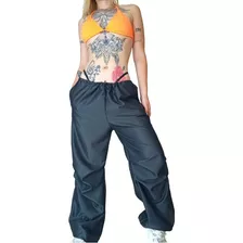 Pantalon Parachute Cargo Jogger Oversize Moda Mujer Amplio