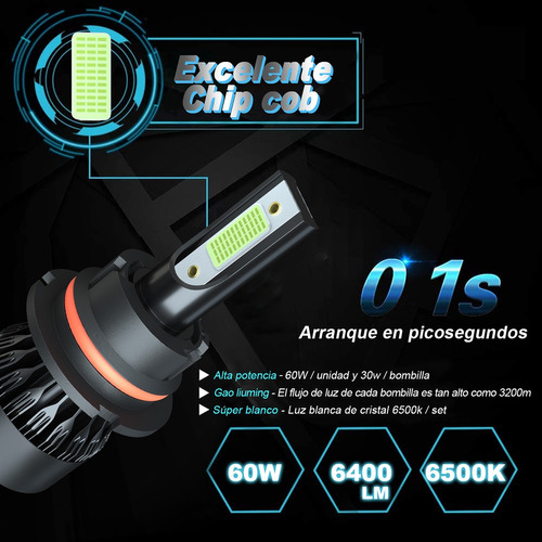 12000lm 9007 Kit De Faros Led Luz Alta Y Baja Azul Hielo Foto 6