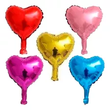 50 Mini Balão Coração Metalizado 12cm 5 Polegadas Coloridos