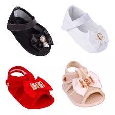 Sapatinho Bebê E Sandália Bebê Kit 4 Pares Natal/ano Novo Rn