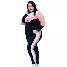 Conjunto Malha Crepe Feminino Plus Size Calça Blusa Premium