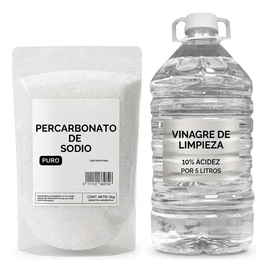 Percarbonato De Sodio X 1kg + Vinagre De Limpieza 10% X 5l