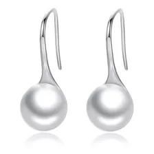 Aretes Elegantes Para Mujer Perla Fabricados En Plata 925