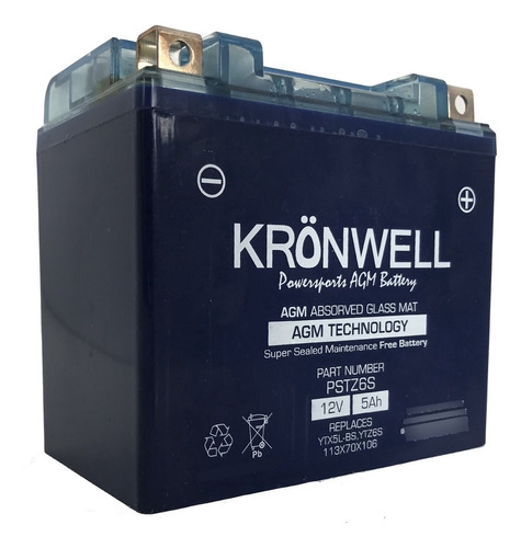 Bateria Moto Kronwell 12v 5a Pstz6s = Ytx5l-bs / Ytz6v