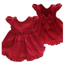 Vestido Infantil Bebê Menina Vermelho Luxo Festas Rubi