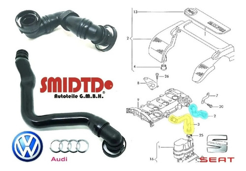 Manguera Respiracin Tapa Filtro Aceite Vw Touran 2.0 Foto 4