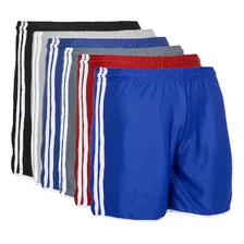 Kit 6 Shorts Futebol Masculino Plus Size Cós Elástico Faixa