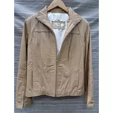 Campera De Cuero Color Beige C/ Cierre Talle L