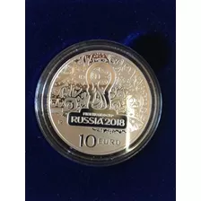 Moeda 10 Euro Prata Italia Proof Copa 2018 World Cup Russia