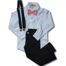 Conjunto Social Infantil Menino Gravata Rosa Envio Já