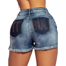 Short Logomania Em Strass Pit Bull Jeans 62661