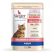 Pouch Sieger Gato Adulto Salmon X 12 Unidades X 100gr