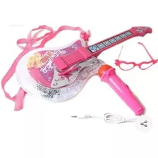 Guitarra E Microfone Brinquedo Infantil C/ Som E Luz+ Óculos