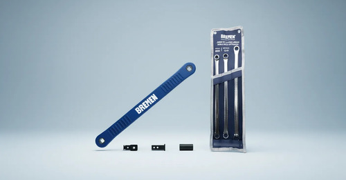 Kit Bremen: Extensión Paralela Enc 3/8 34cm + 4 Adaptadores Azul + Juego 3 Llaves Estriadas Largas