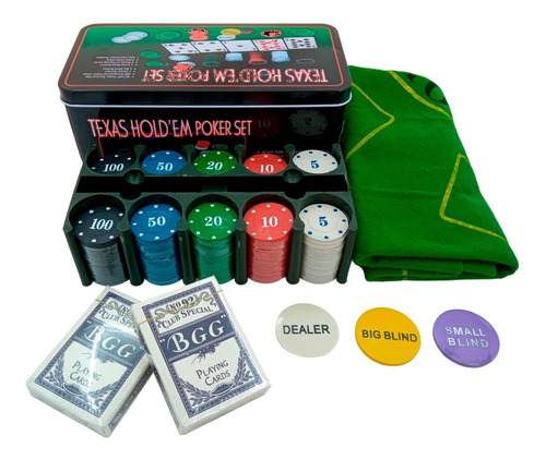 Kit De Poker Texas Holdem 200 Fichas Numerado E Feltro