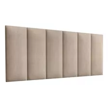 Painel De Cabeceira Cama Casal 140x54cm Suedi Estofada Cor Bege