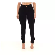 Calça Feminina Jeans Skinny Preta Cintura Alta Clássica