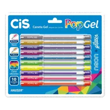 Caneta Gel Cis Pop Neon Gliter 10 Cores