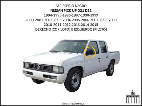 Nissan Pick Up D21 D22 Par Espejo Negro 1994-2015 Foto 4