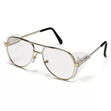 Pyramex Pathfinder Aviator Safety Glasses With Gold Frame An