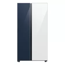 Refrigeradora Side By Side Bespoke 590l Stainless Steel Color Azul Oscuro Nítido + Blanco