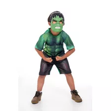 Fantasia Hulk Super Heroi Infantil Com Mascara Vingadores