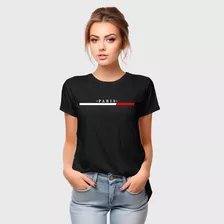 Camiseta Estampada Feminina Paris City Premium 100% Algodão