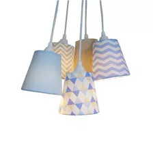 Lustre Pendente Luminária Geométrica Baby Bege E Azul Bebê