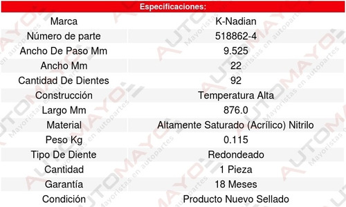 Banda Distribucion O Tiempo Scoupe 4cil 1.5l 90 Al 91 858723 Foto 3