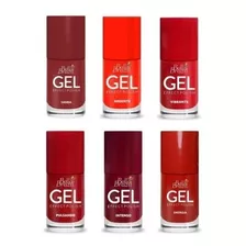 Kit 06 Esmaltes Efeito Gel Vermelhos Vibrantes Bella Brazil