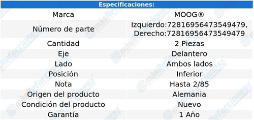 Par De Rtulas Delanteras Inf 944 De 1983 A 1985 Moog Foto 2