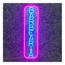 Placa Luminária Painel Neon Led Barbearia 26x98cm