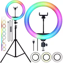 Aro De Luz 36 Cm Rgb Multicolor Con Trípode 