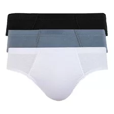 Kit 3 Cuecas Masculina Slip Básica Confort Algodão Sortidas