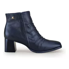 Bota Dina Mirtz Feminina Em Couro Salto Bloco 27318 Preto