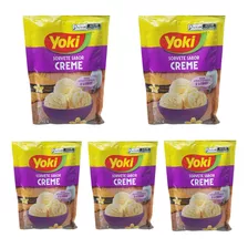 Pó Para Preparo De Sorvete Sabor Creme Yoki Kit Com 5 X 150g