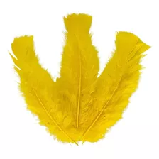 Plumas E Penas Coloridas 200 Uni Amarelo Canário