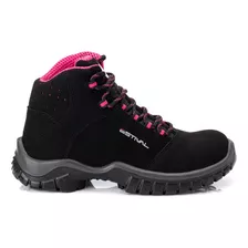 Bota De Segurança Em Microfibra Estival Composite Preto Rosa