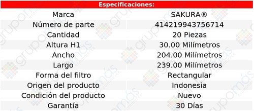 Caja 20 Filtros De Cabina Sakura Acadia V6 3.6l Gmc 17/20 Foto 2