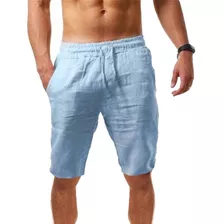 Short Pantalón De Algodón Y Lino Para Hombre, Playa, Yoga