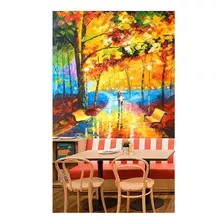 Papel De Parede Arte Pintura Casal Banco Chuva 8m² Tra05