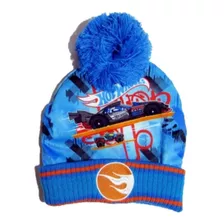 Gorro Tejido Hot Wheels Pompon Celeste