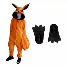 Naruto Kyuubi Kurama Fantasia Pijama Pantufa Macacão Malha