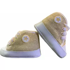 Sapatinho Tenis Dourado Brilho Cano Alto Star Bebe Full