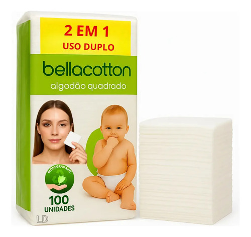 Algodão Quadrado Bellacotton C/ 300 Unidades