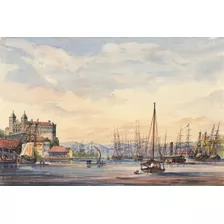 Porto Rio De Janeiro De Jules Sinety 1841 Em Tela 55cmx38cm