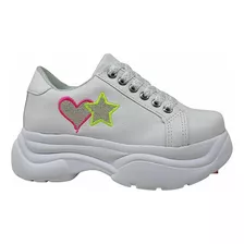 Zapatillas Para Nenas Bordado Estrella Corazon Multicolor 