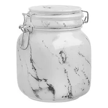 Pote Em Vidro Hermético P/mantimentos Marble Marmorizado 1l