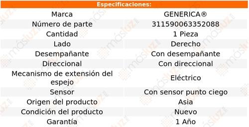 1- Espejo Derecho Elect C/desemp Elantra 2017/2018 Genrica Foto 2