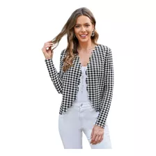 Cazadora Tipo Blazer A Cuadros Formal O Casual Dama